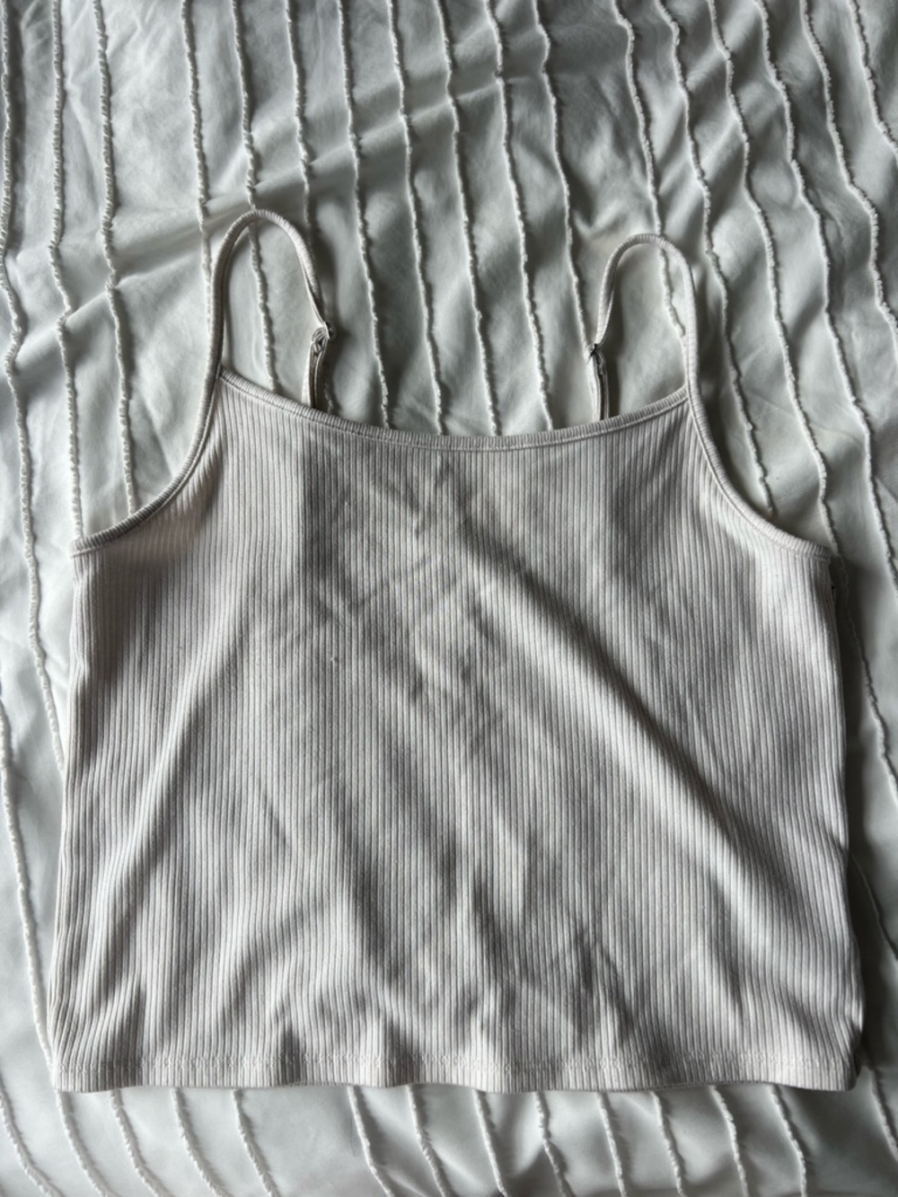 American Eagle Outfitters Ribbed Spaghetti Strap Tank - Cream